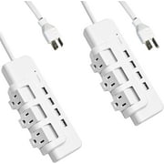 2 Pack Power Strip with Surge Protector, Rotating Outlets Strip with 6 ft Long Extension Cord, Mountable Swivel Power with 3 AC Outlets\u00264 USB Ports, 15A